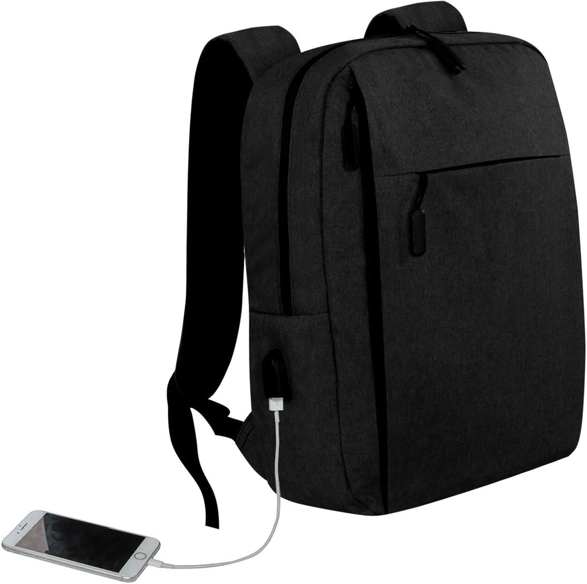 SANTHOME GiftOlogy Anti-Bacterial 15” Laptop Backpack | School Bag with USB Charging | Durable business casual or travel laptop bags for men women students (Black)