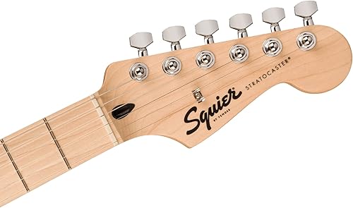 Vista 95 de Fender Squier Sonic Stratocaster HSS - Paquete negro con amplificador, sintonizador, correa, cable, púas y DVD de guitarra Austin Bazaar