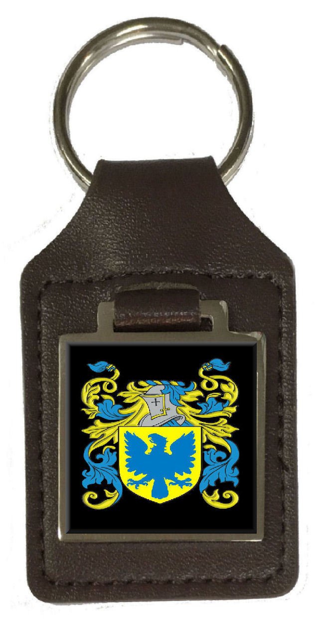 Schlüsselanhänger, mit Namenswappen, Leder, Braun