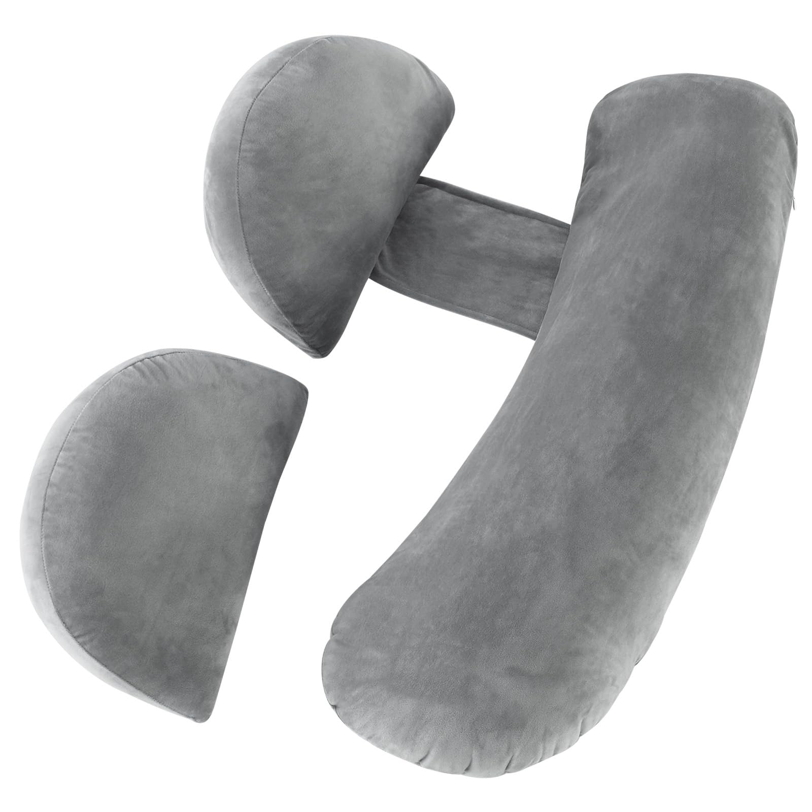 GKXLH Almohadas de embarazo para dormir, almohada de embarazo para espalda, caderas, piernas, almohada de maternidad de terciopelo suave para mujeres embarazadas, desmontable y ajustable con funda de