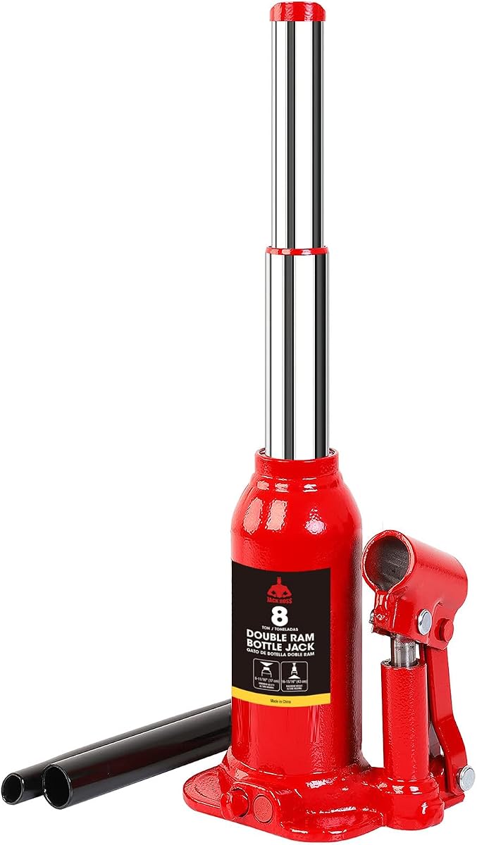 Jack Boss Bottle Jack 8 Ton (16,000 LBs) Hydraulic Car Jack, Fit for Auto Truck Repair and House Lift, AS80802X