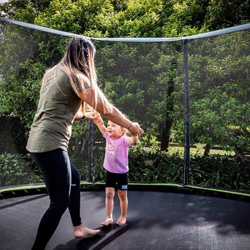 JumpFlex Hero Round Outdoor Backyard Trampoline with Net Safety Enclosure and Ladder, 10ft - Thumbnail 7