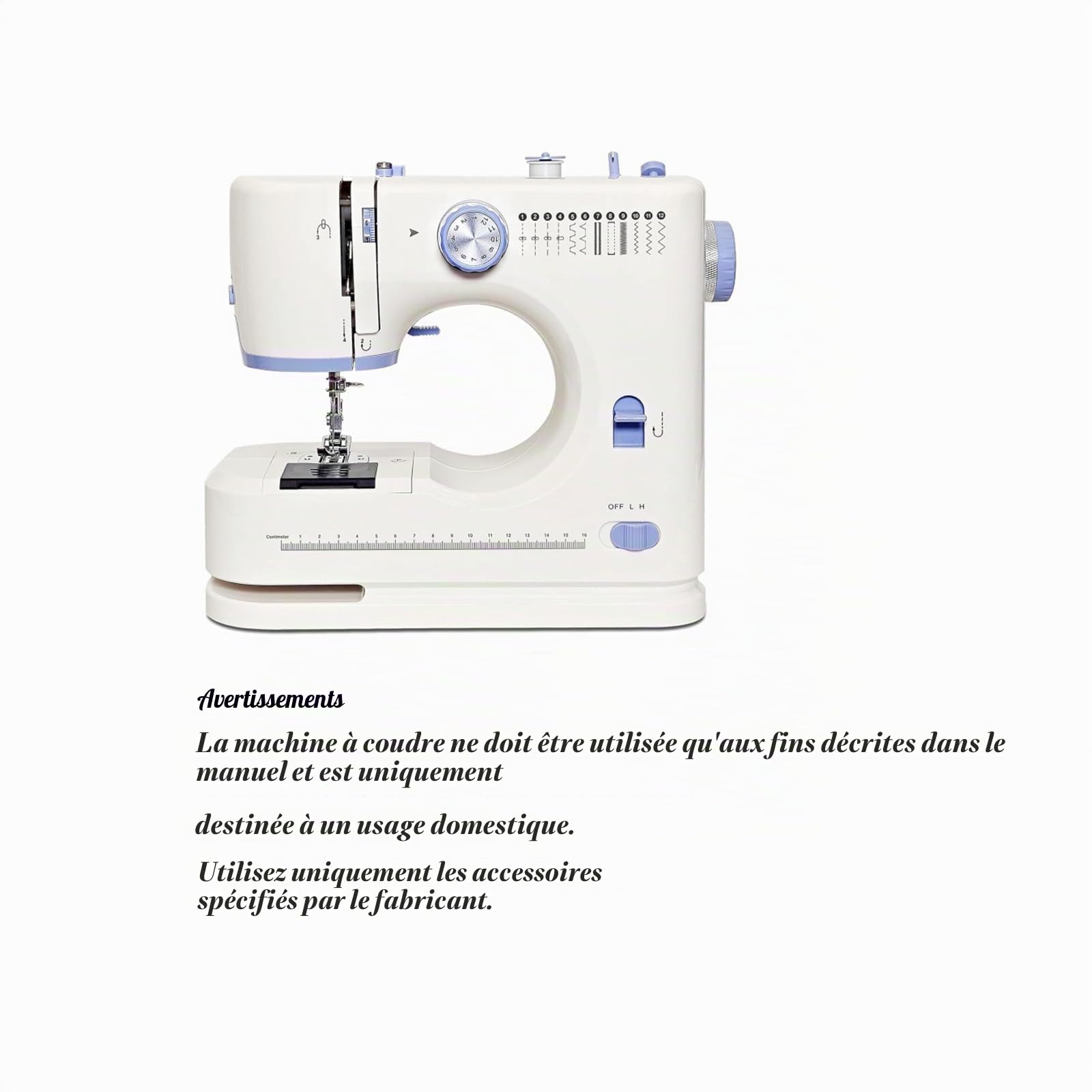 Machines à coudre simples Mowlie, idéales pour les débutants, 12 points intégrés, kit de couture de base inclus, pédale à 2 vitesses, parfaites pour un usage domestique, couleur blanche