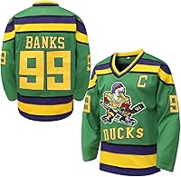Mighty Ducks Hockey Jersey #96 Charlie Conway #99 Adam Banks - 90s Movie Authentic Style for Men & Women, Breathable Polyester