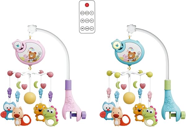 Generico Lettino Mobile - Telecomando per luci Musicali | Giocattolo Rotante | Regalo Automatico per la cameretta dei Bambini, Natale, Compleanno, calmante per Il Sonno, per l'intrattenimento - 1