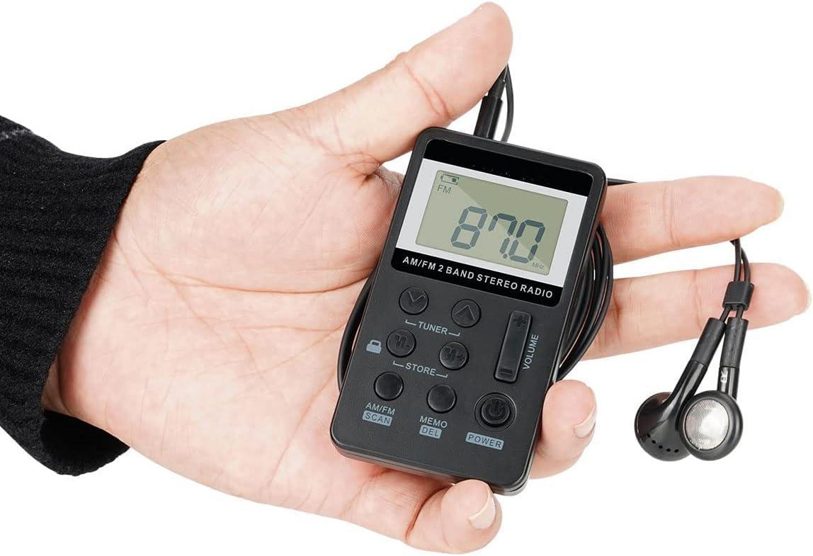 TBESTOACC AM FM Radio Portable, Mini Radio with Earphones, Personal Pocket Walkman, Digital Tuning Rechargeable Battery Radio, LCD Display for Walking Jogging