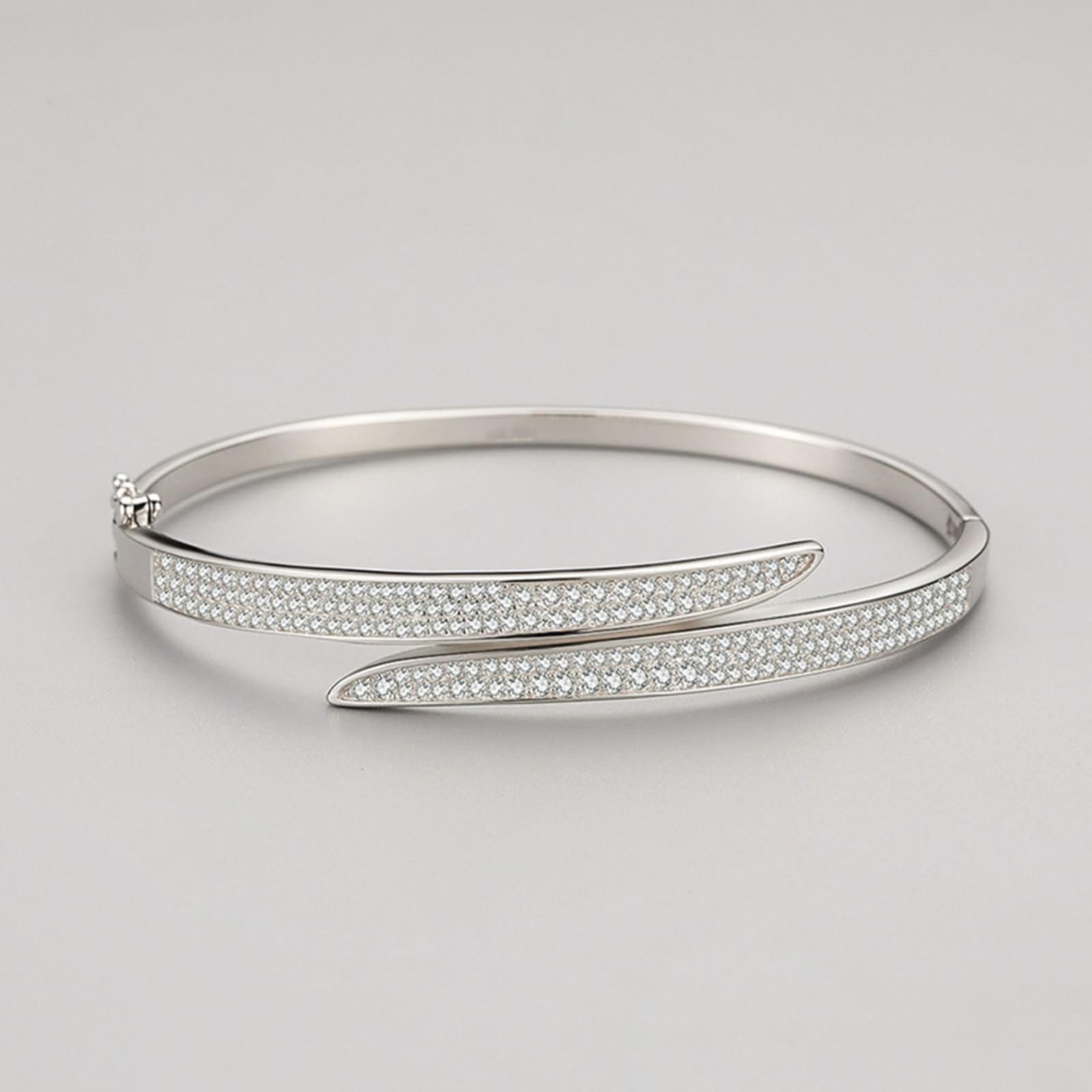Pulsera de Oro Blanco Mujer 9 K / 14 K / 18 K, Redondo con Diamante Creado, Cadena Extensible 16 CM + 5 CM, Pulsera Ajustable Mujer Plata