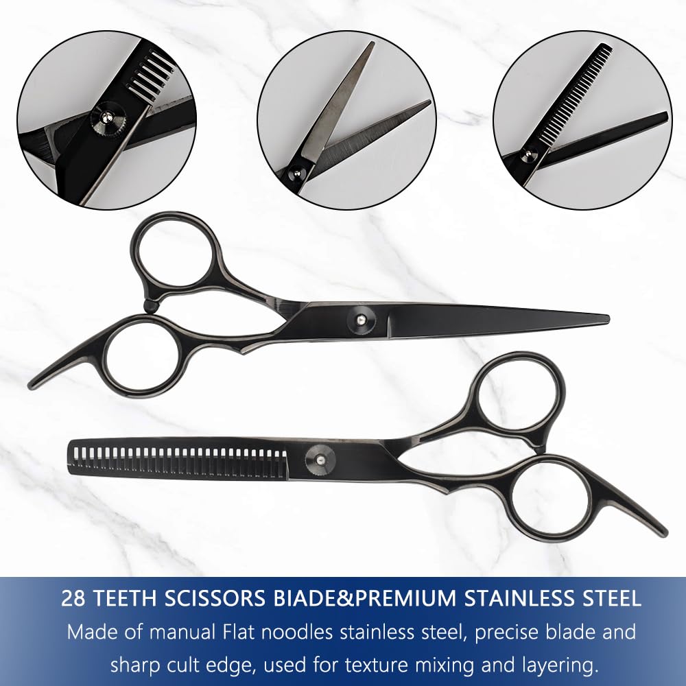Set di forbici capelli, Set di Forbici parrucchiere professionali 6,7", forbici per sfoltire i capelli, con mantello da parrucchiere, adatto per famiglie, saloni, donne, uomini e bambini