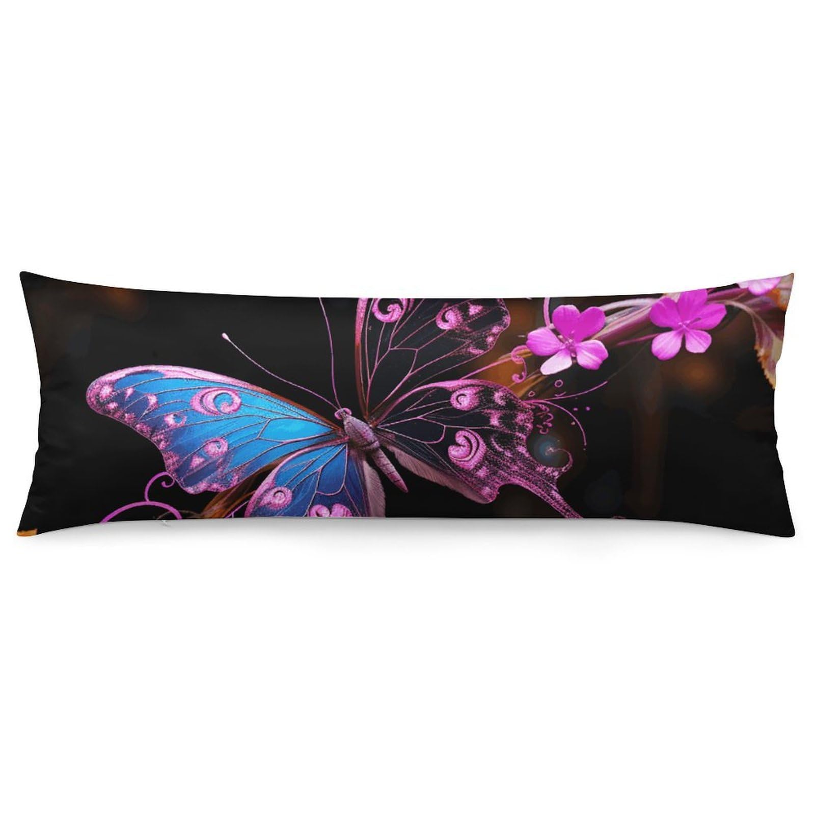 2 Pack Pillow Cases for Hair and Skin, Soft Breathable Pillow Case Covers with Hidden Zipper, Nice Butterfly Pillowcase 20"x54" Pillow Covers for Sleeping Gift