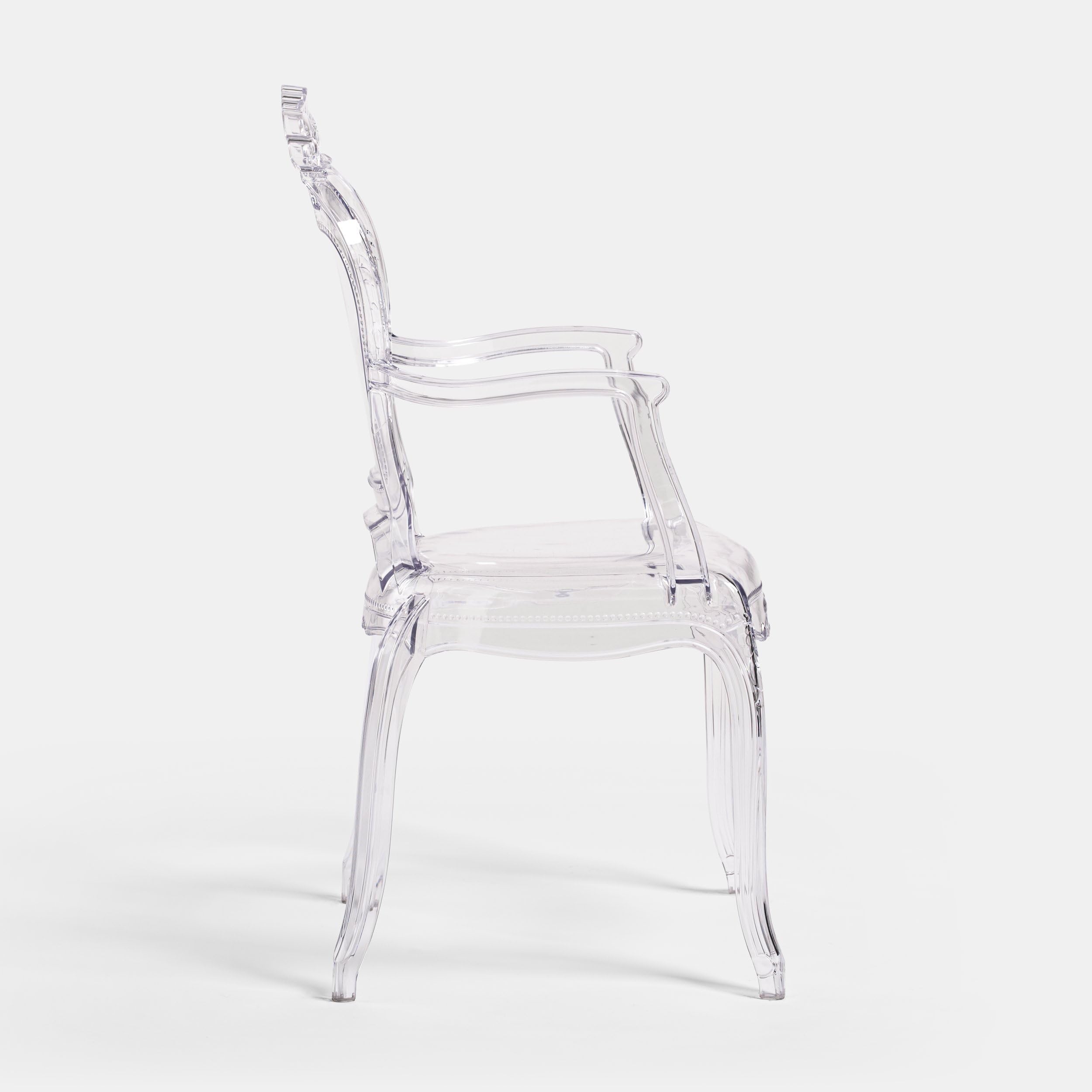 Biscottini Stühle aus transparentem Polycarbonat – Küchenstuhl Wohnzimmer 53 x 49 x 97,5 cm – Barock-Stühle Esszimmer Schlafzimmer – Sessel aus Kunststoff für den Außenbereich, modern, Hochzeit