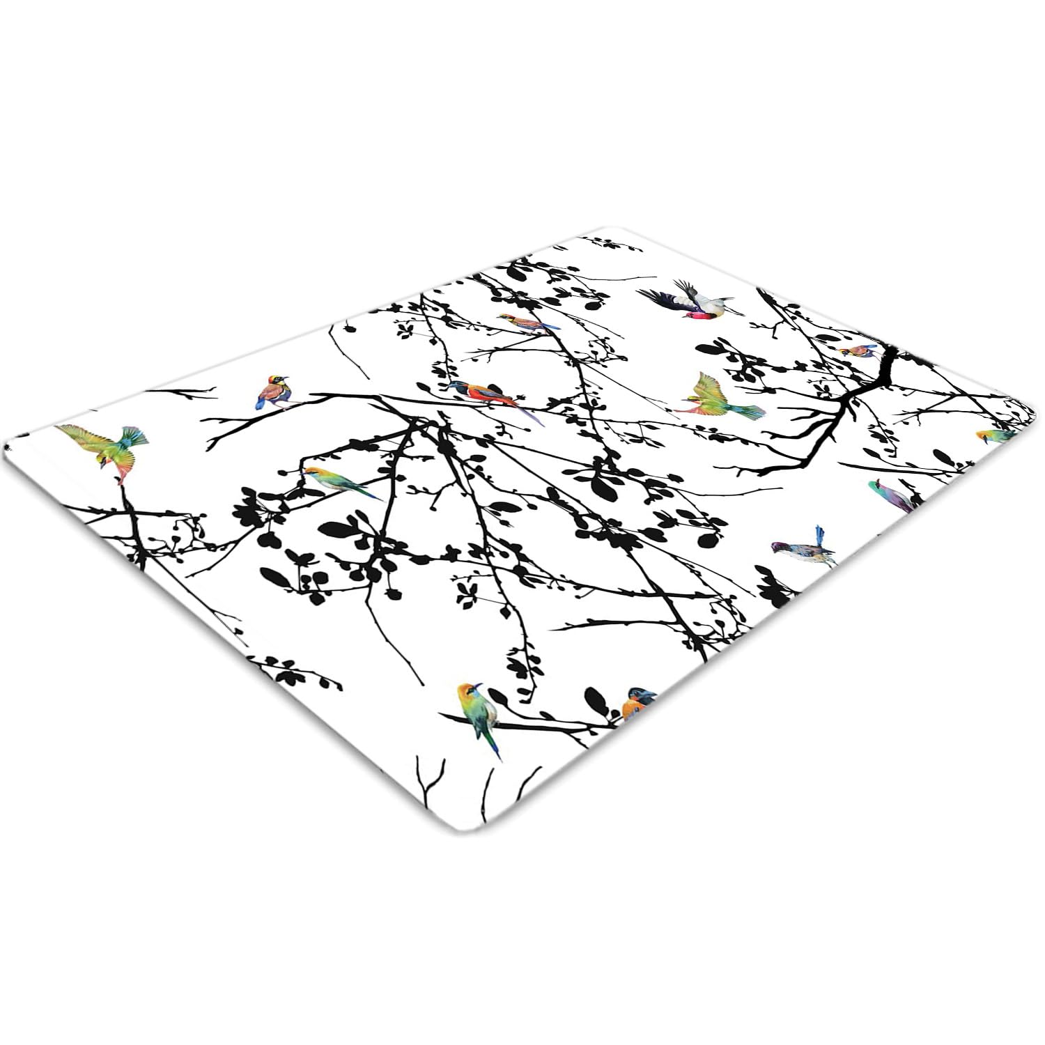Protège-tapis 140x100 cm en PVC rectangulaire avec motif oiseaux pour sol de bureau