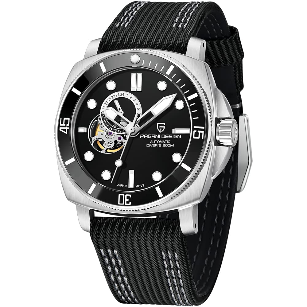 Pagani Design PD1736 Men's Automatic Watches Tourbillon Fashion Men Mechanical Wristwatches Skeleton Dial Analog Digital dial Casual NH39A Movement