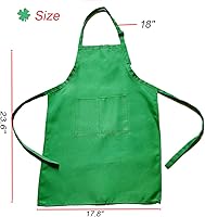 Vista 3 de Juego de 2 delantales verdes y rojos para niños y gorro de chef, delantal para niños y niñas, para cocinar, pintar, hornear, ropa de 5 a 12 años.