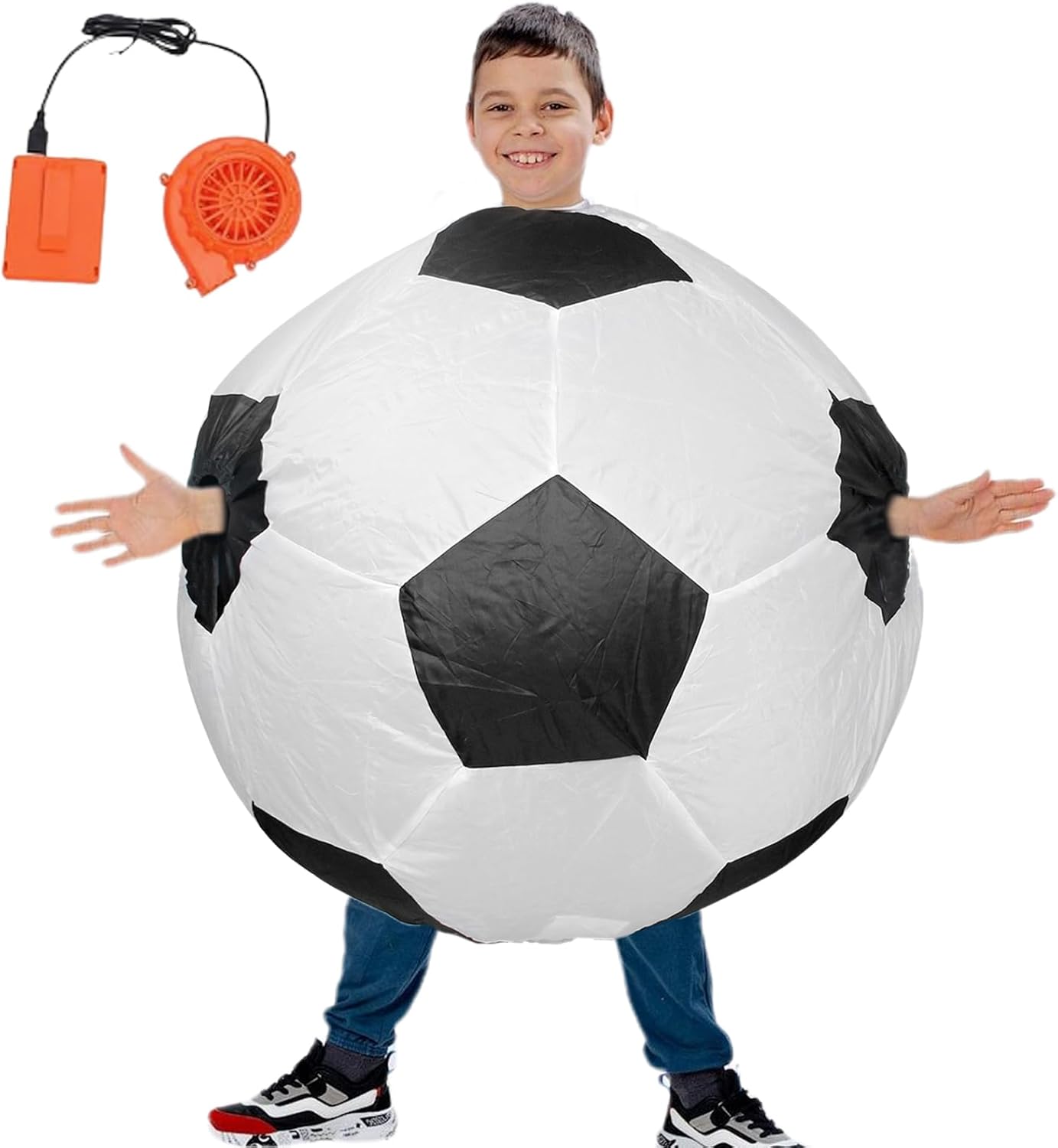 Funny Inflatable Costumes - Blow up Soccer Adult Uniform | Hilarious Cheerleaders Cosplay Performance Dress, Sports Mascot