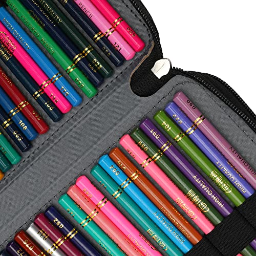 Image of Vomgomfom 300 Slots Marker Case 4-Layer PU Leather, Handle, Black