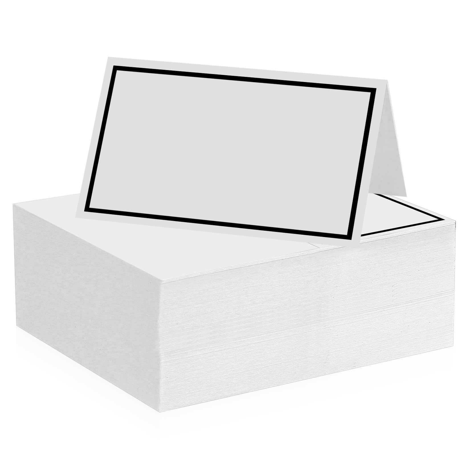 106 Pcs Tarjetas Marcasitios Boda, Tarjeta de Lugar de Asiento, Tarjetas de Mesa Blanca, Tarjetas de Asiento Números de Mesa Plegable con Borde de Lámina de Negro para Bodas Cumpleaños Fiestas