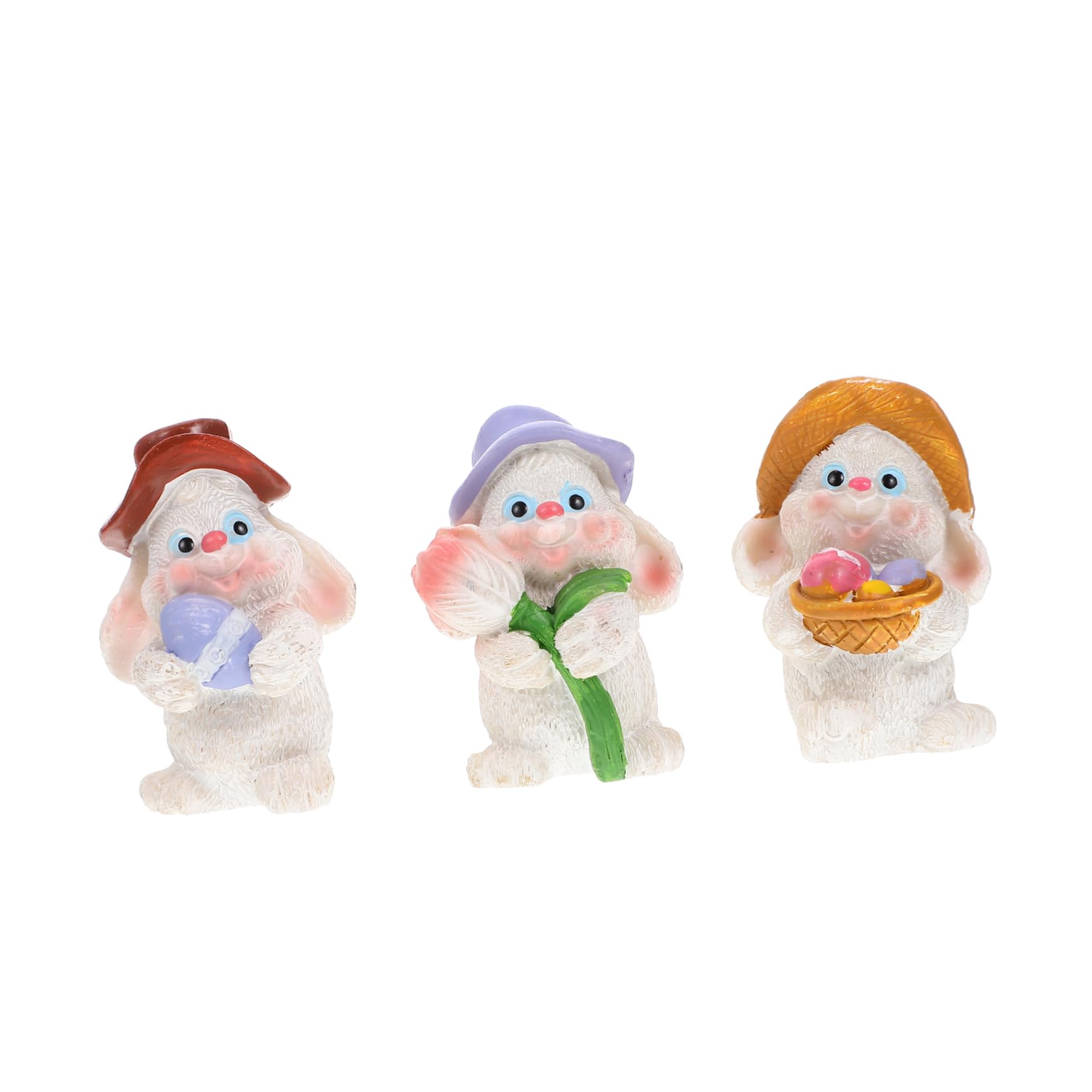 FRCOLOR 3pcs fish tank number Easter egg mini planter pots top hat crafts mini animal figurines accessories statue ingredients Easter Statues flowerpot miniature bunny statue decorations