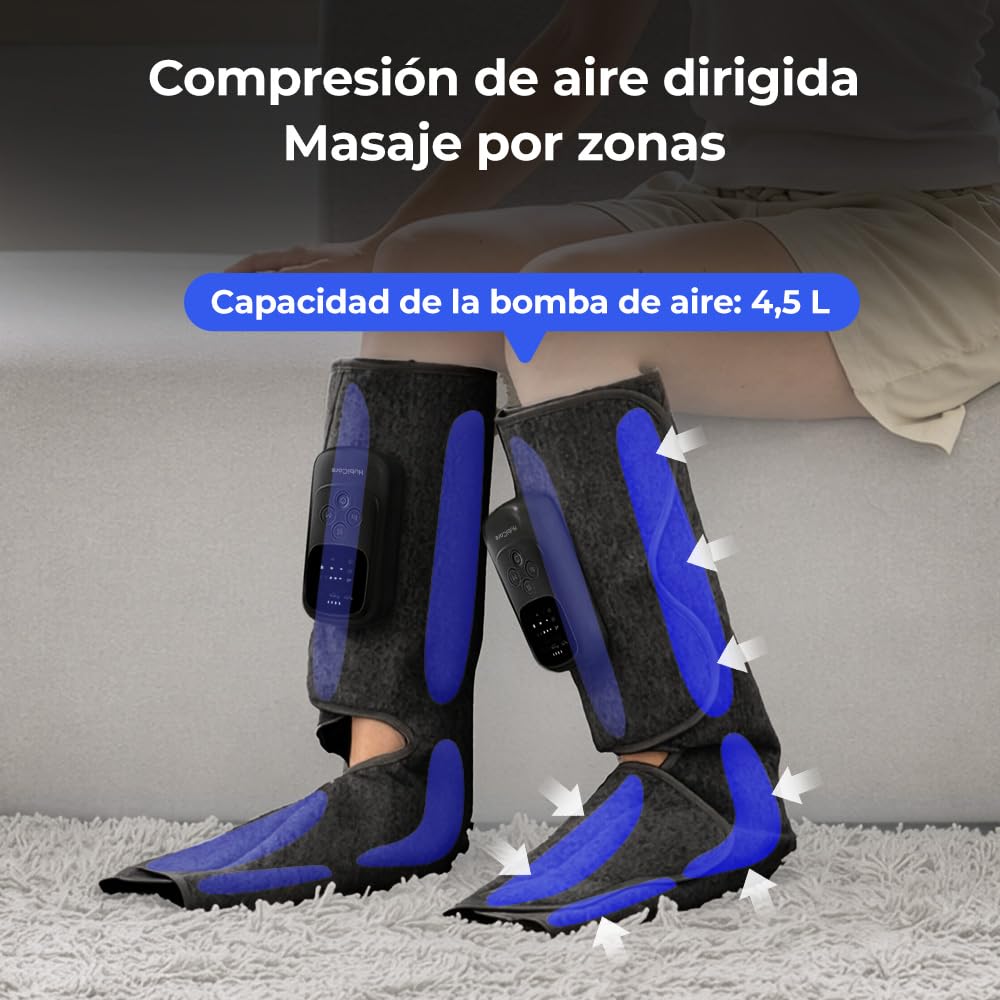 HuBDIC HubiCare - Masajeador inalámbrico para pantorrillas y pies con compresión de calor y aire para circulación y alivio del dolor, 5 modos con 5 intensidades, reduce la hinchazón, dispositivo de