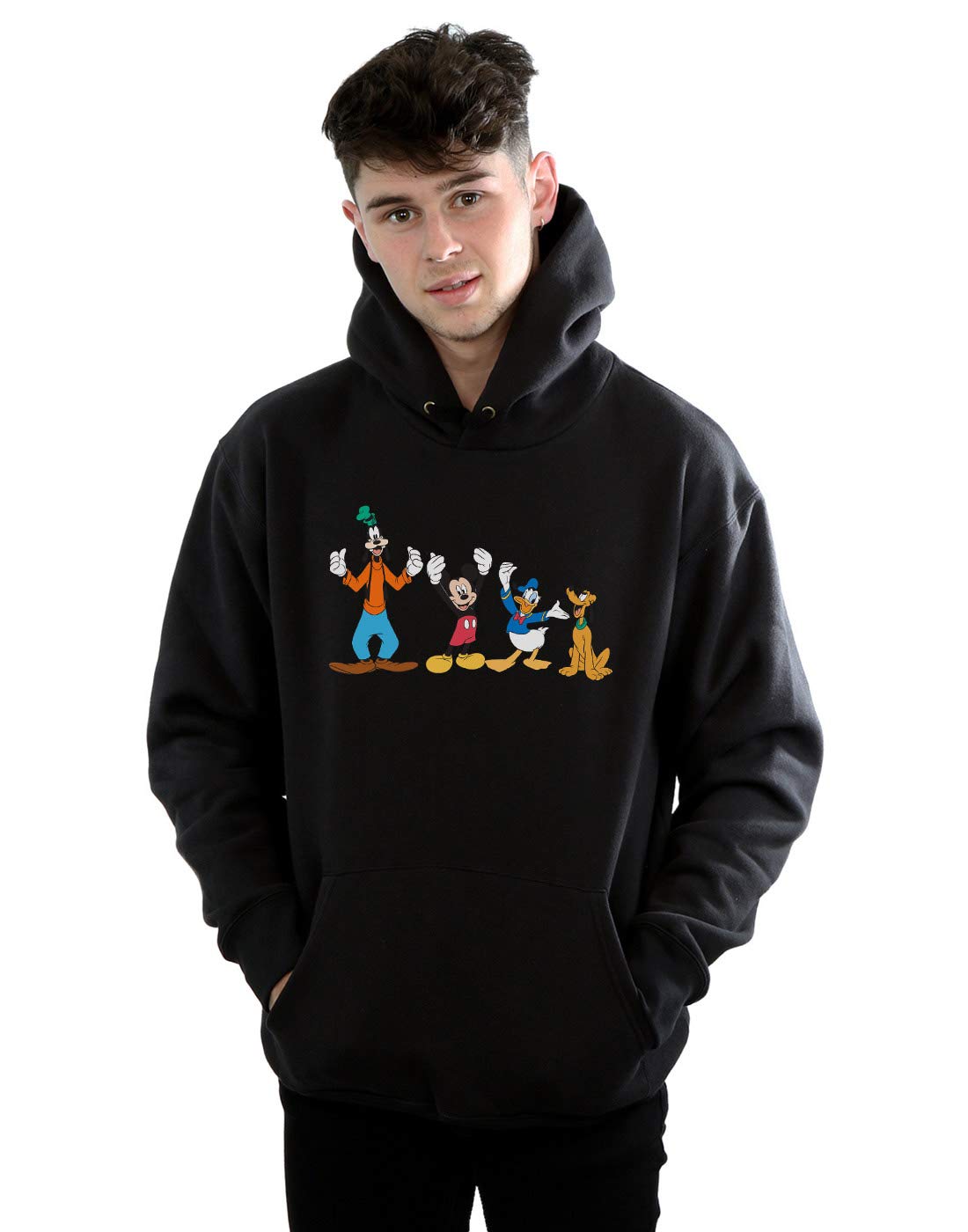 Absolute Cult Men's Black Disney Mickey Mouse Friends Hoodie Large