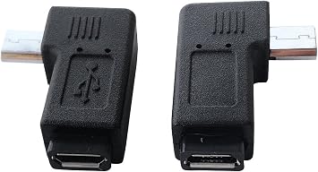 Posdou 1 Pair Right Left 90 Degree Angle Micro USB Male to Micro USB Female Adapter