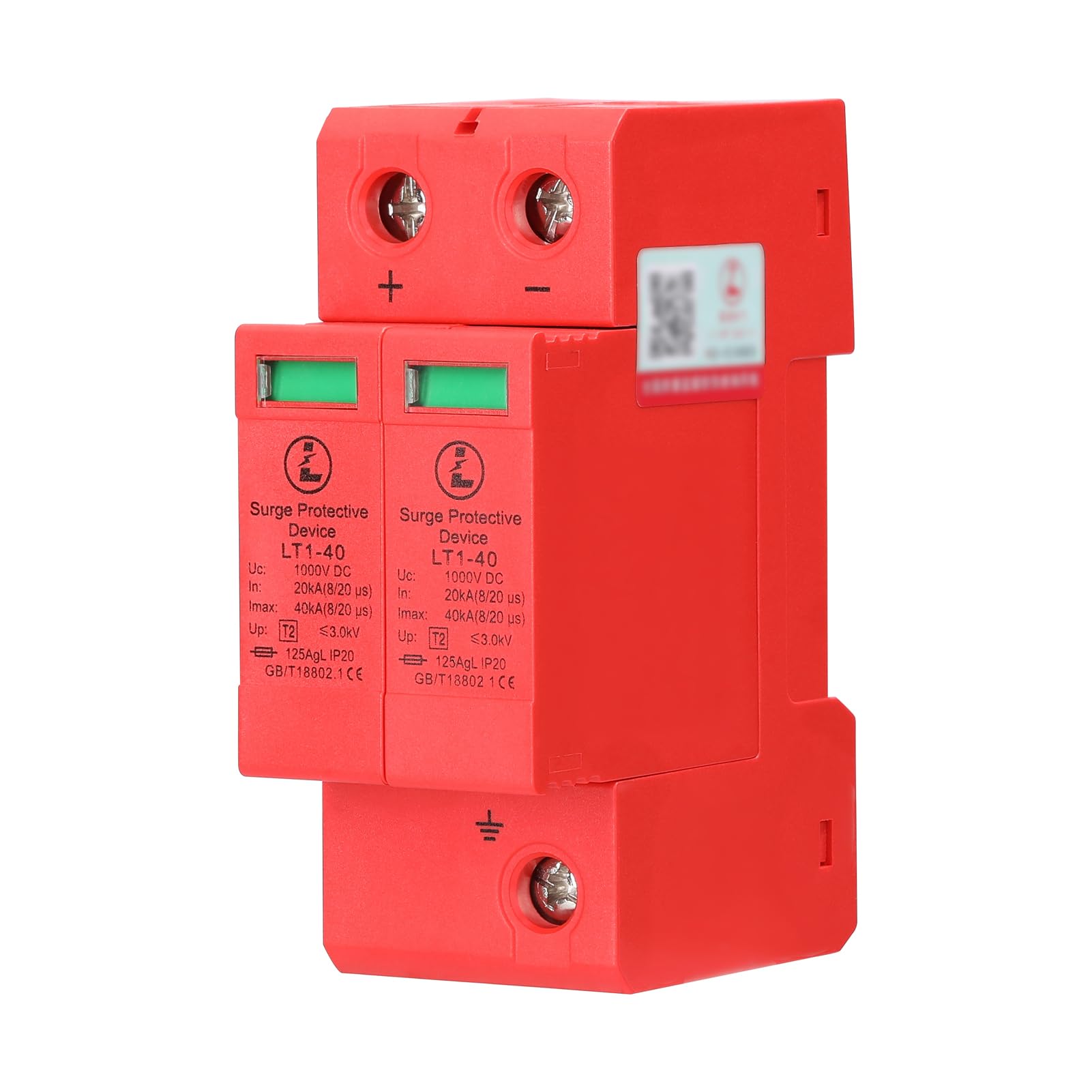 Joleritc Plug-in Type Solar Photovoltaic Surge Protector Surge Protectives Device 2P-40KA-DC1000V Surge Voltage Protections Tool