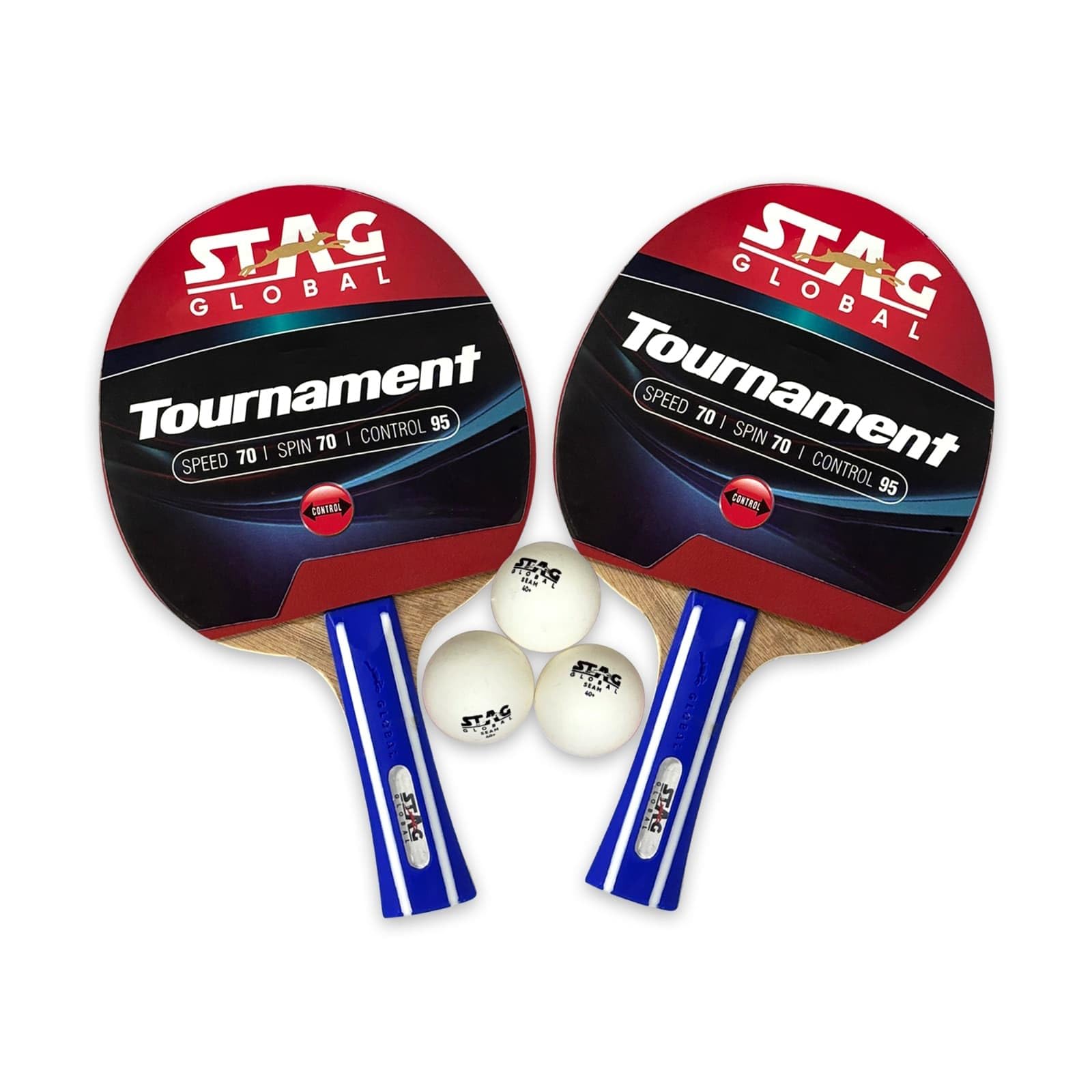 STAG GLOBAL Tournament Table Tennis Playset | 2 Racquets & 3 Balls (White), Lightweight and Durable | Best for All Skill Levels-image-27