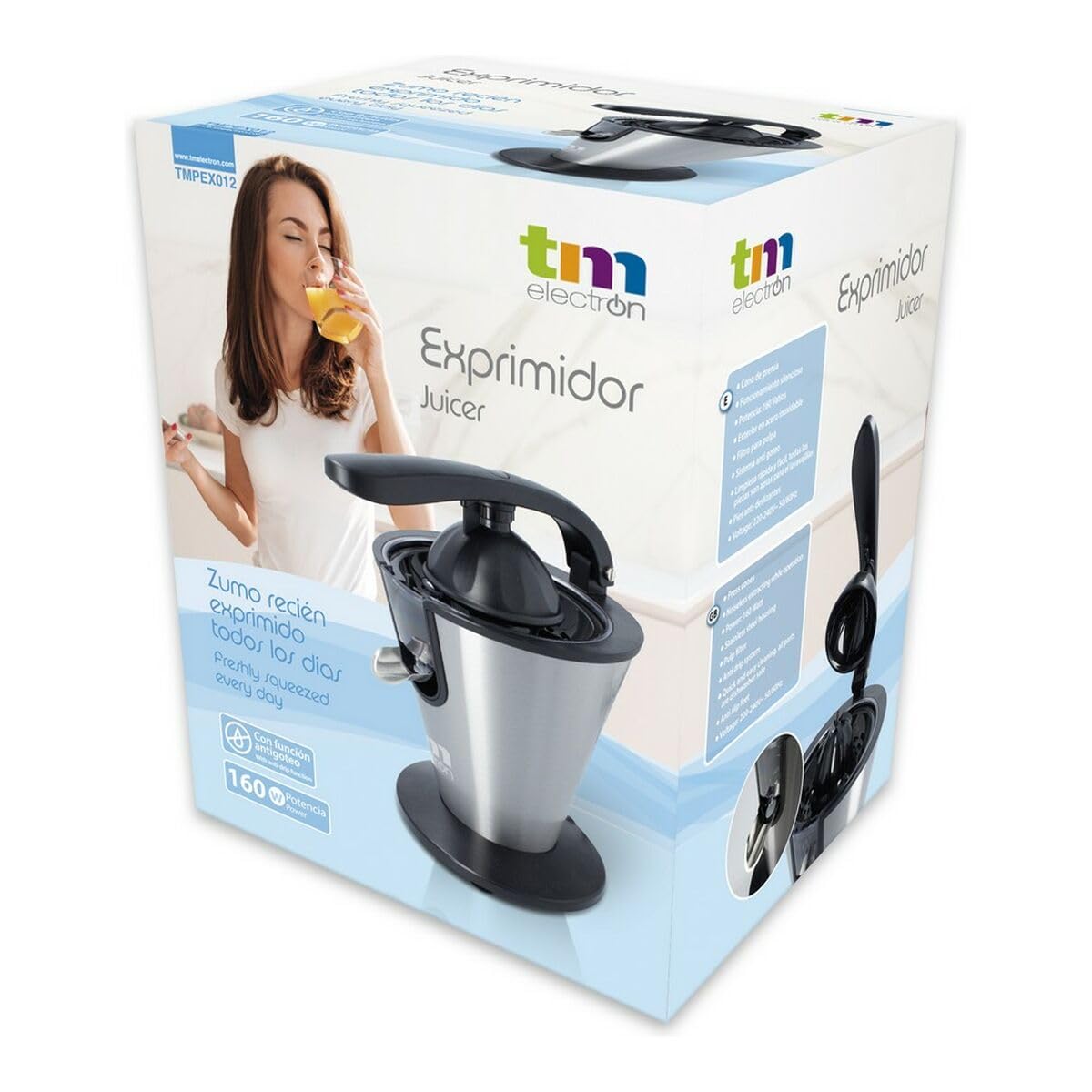TM Electron TMPEX012 Presse-agrumes électrique avec corps en acier inoxydable 160 W