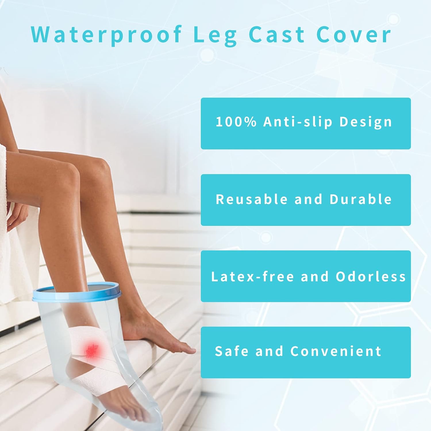 SUPERNIGHT Waterproof Foot Cast Cover for Shower& Bath, Reusable Sealed Watertight Foot Protector, Wound Cast Bag Protector for Foot&Ankle, Cast Bag Bandage Protector, Cast Cover for Showing Foot