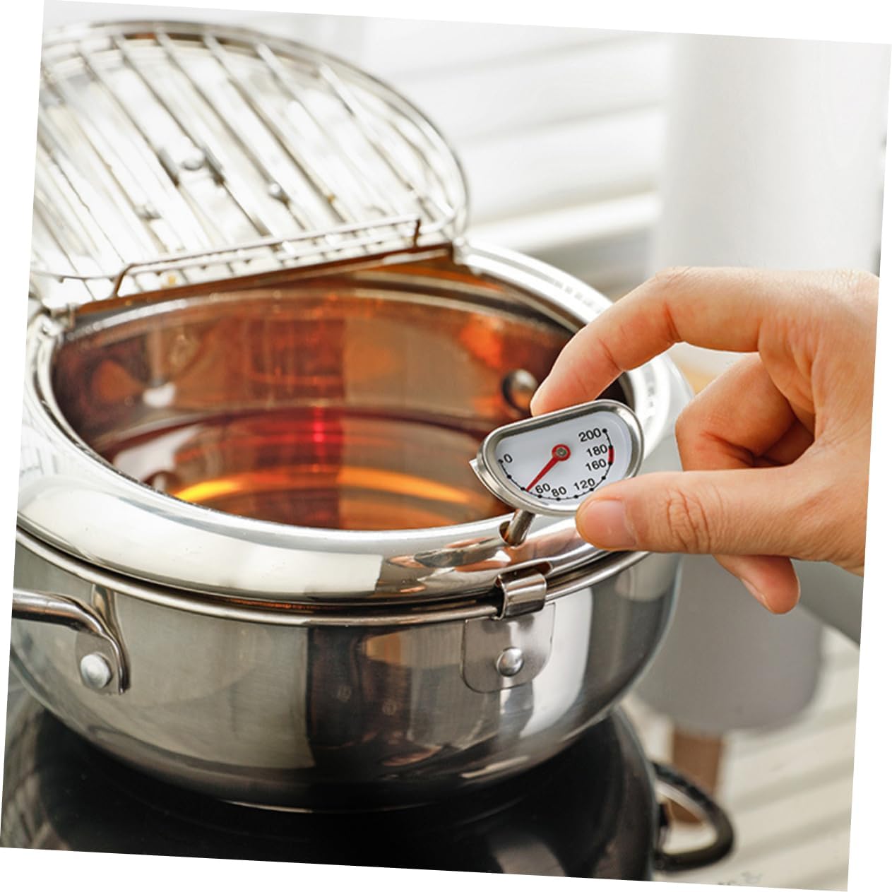 KICHOUSE Metal Deep Fryer Pot Stovetop Deep Fryer Non Stick Skillet Oil Filtration System