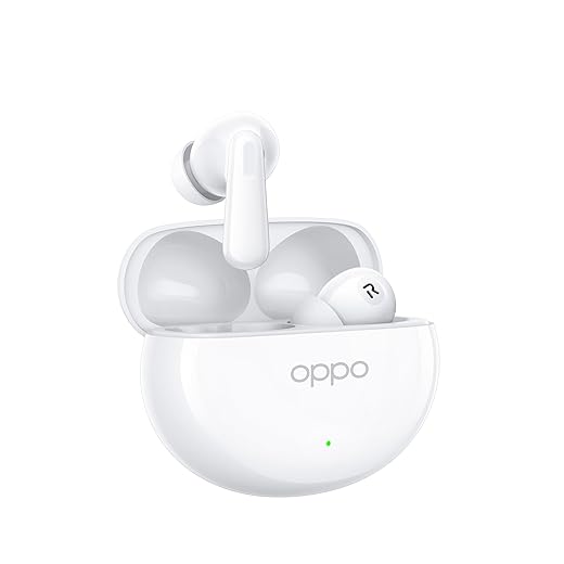 OPPO Enco Air4 Auricolari True Wireless,44h di Autonomia, Driver in Titanio, Bluetooth 5.4, Controlli Touch, Cancellazione del rumore AI, Android e iOS, IP55, [Versione Italiana], Silky White