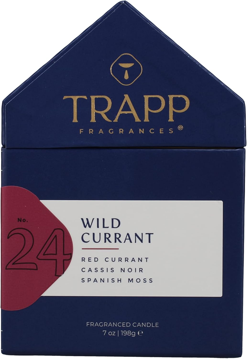 Trapp - No. 24 Wild Currant - 7 oz. House Box Candle - Aromatic Home Fragrance with Fruity Scent of Red Currant, Cassis Noir, & Spanish Moss Notes - Petrolatum Wax