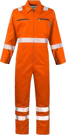 Mens Work Coveralls High Visibility Overalls Mechanic Jumpsuit Garage Zip Coverall