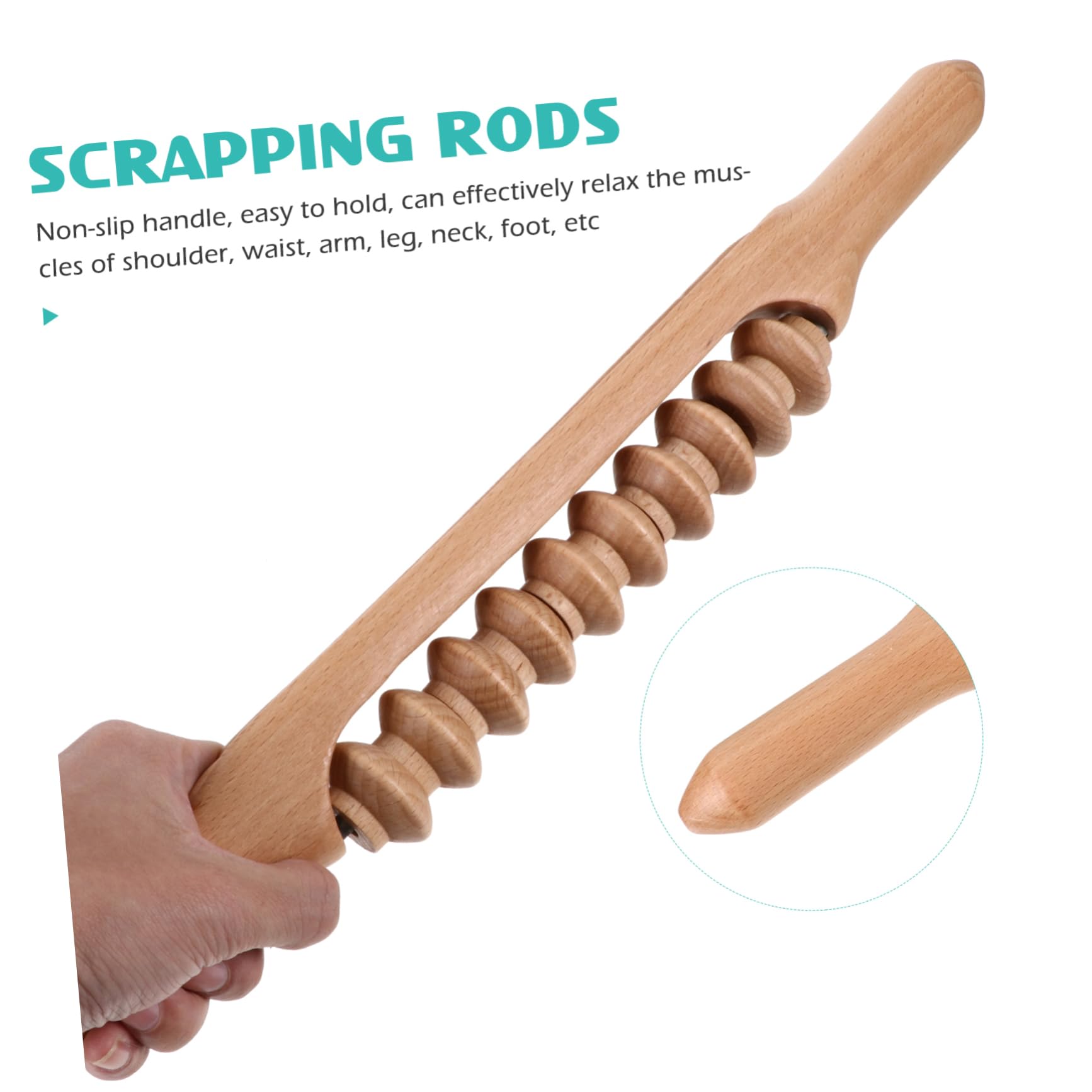 Holz Massageroller 43cm Muskelstimulation Drehbarer Massage Stab Für Nacken Schultern Und Beine Ganzkörpermassagegerät Zur Durchblutungsförderung Und Muskelentspannung Wellness Entspannung