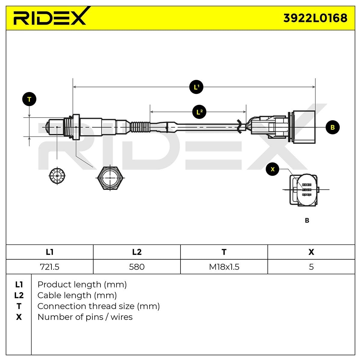 RIDEX 3922L0168 Sonda lambda Compatible con BMW 3 Touring E91