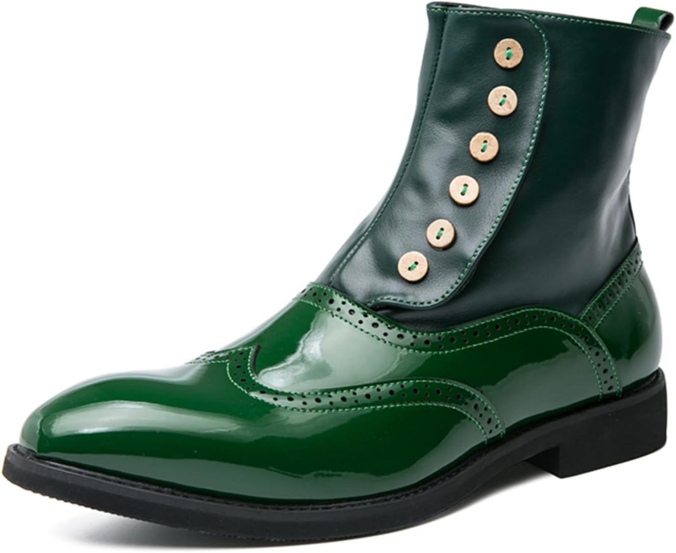 Mens Patent Leather High-Top Boots - Non-Slip Casual Style