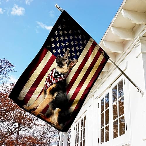 Miniatura 6 de FLAGWIX Bandera de perro pastor alemán de doble cara  Banderas de perro patriota americano  Decoración para el hogar, exterior, bandera patriótica
