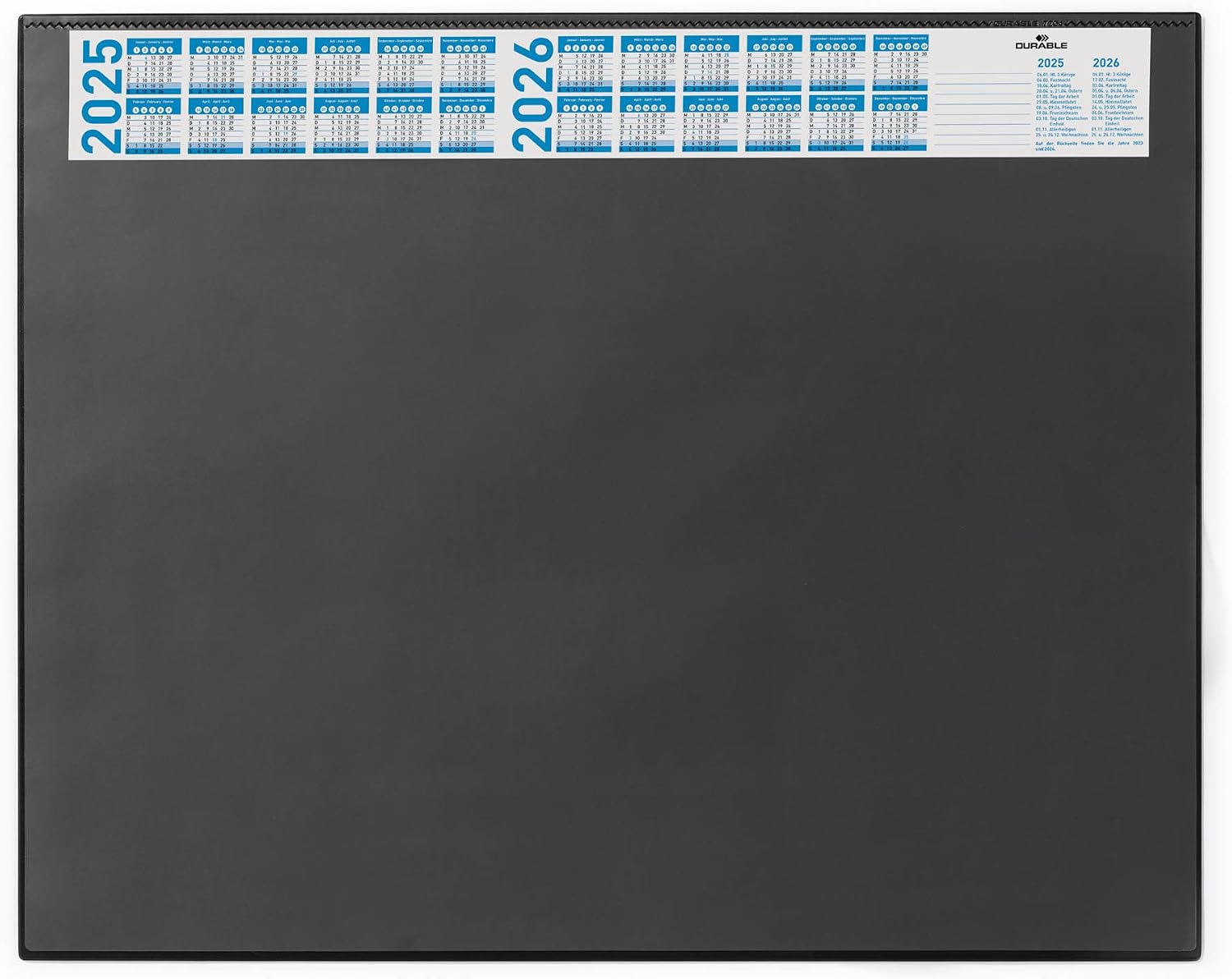 Durable Desk Pad with Calendar, 20-1/2 x 25-1/2 Inches, Black (720401)