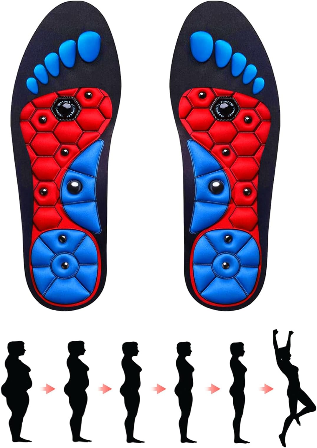 Magnetic Insoles, 1 Pair Acupressure Massage Insoles (40-43)