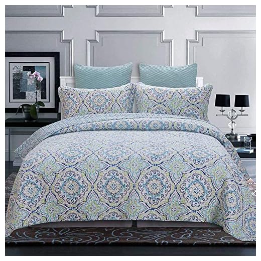 Lapptäcke quiltad sängöverkast, lapptäcke quiltade sängöverkast tvillingöverkast med 2 kuddfodral, ge en gåva av komfort för födelsedagar – brud baby shower – mors – fars dag och jul, 1–230 x 250 cm