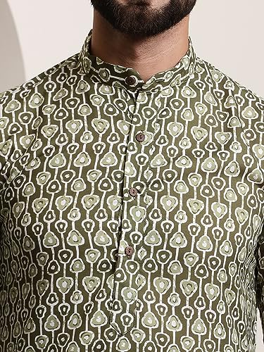 Image of SOJANYA (Since 1958 Men's Cotton Print Kurta & Churidar Pyjama Set