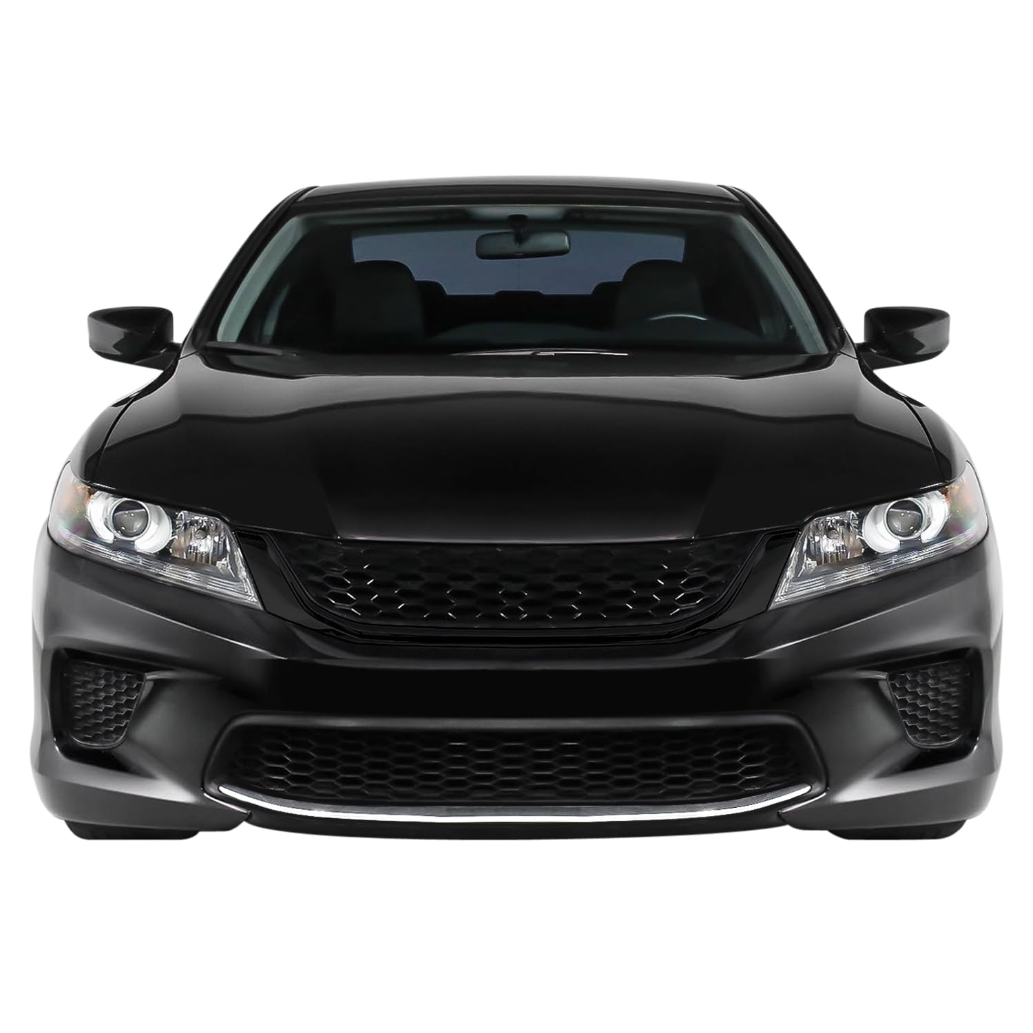 SlickModChrome Delete Blackout Vinyl Overlay for 2013-2015 Honda Accord Coupe Grill Trim (Gloss Black, 1. Grill Trim)