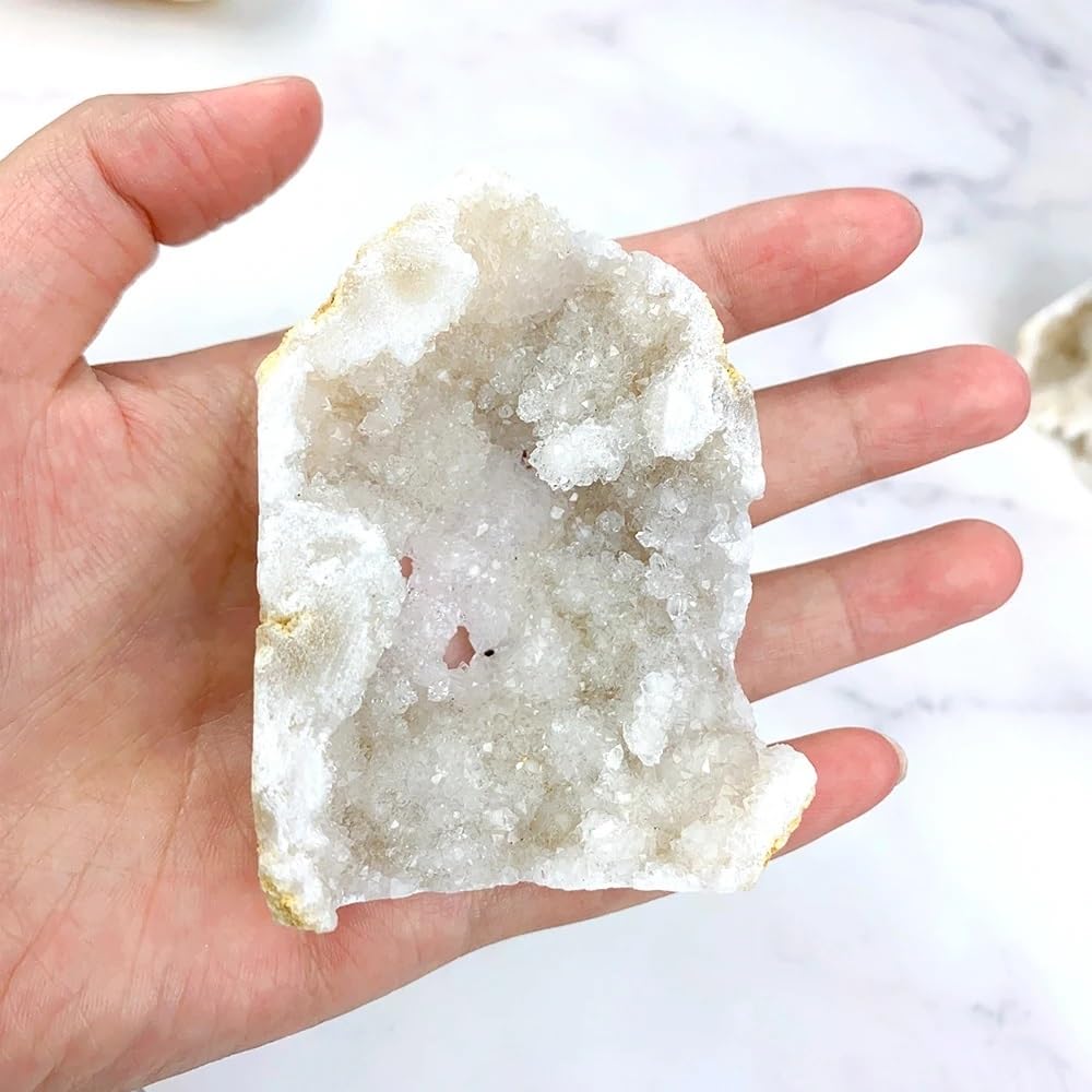 MDBJTCYZN Beautiful White Agate geode Tower Crystal Obelisk Stone Home Decoration Gift (Size : 100-120g)