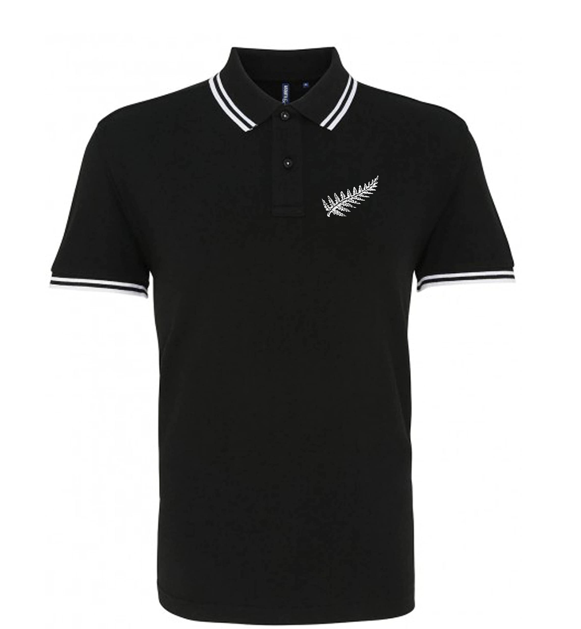 Old School Football New Zealand Retro Rugby Iconic Polo Embroidered Logo Black/White