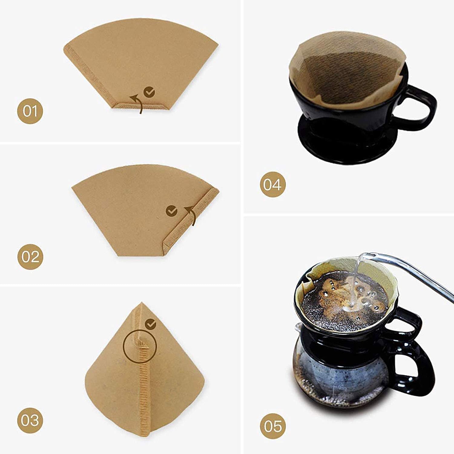 Unbleached Natural Paper Cone Coffee Filters for 8-12 Cup, 100 Count(Brown) image 3