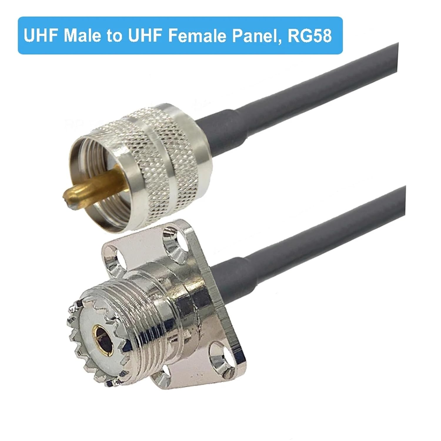 1Pcs RG58 Coaxial Cable PL259 UHF Male to UHF Male Connector RF Adapter Coax Ham Radio Extension Cable 50ohm 30CM 50CM 1M 2M 5M 10M(UHF M90 to F90,50CM)