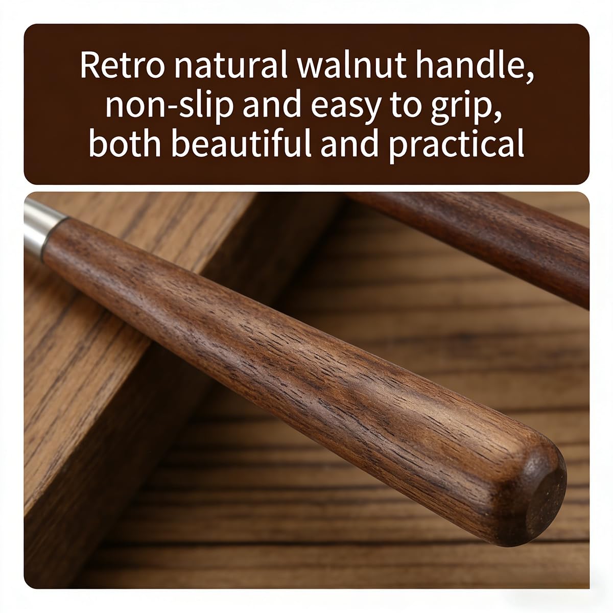 Natural Walnut Wood Handle Silverware Set, Set of 4 Pieces — Amazon image 7