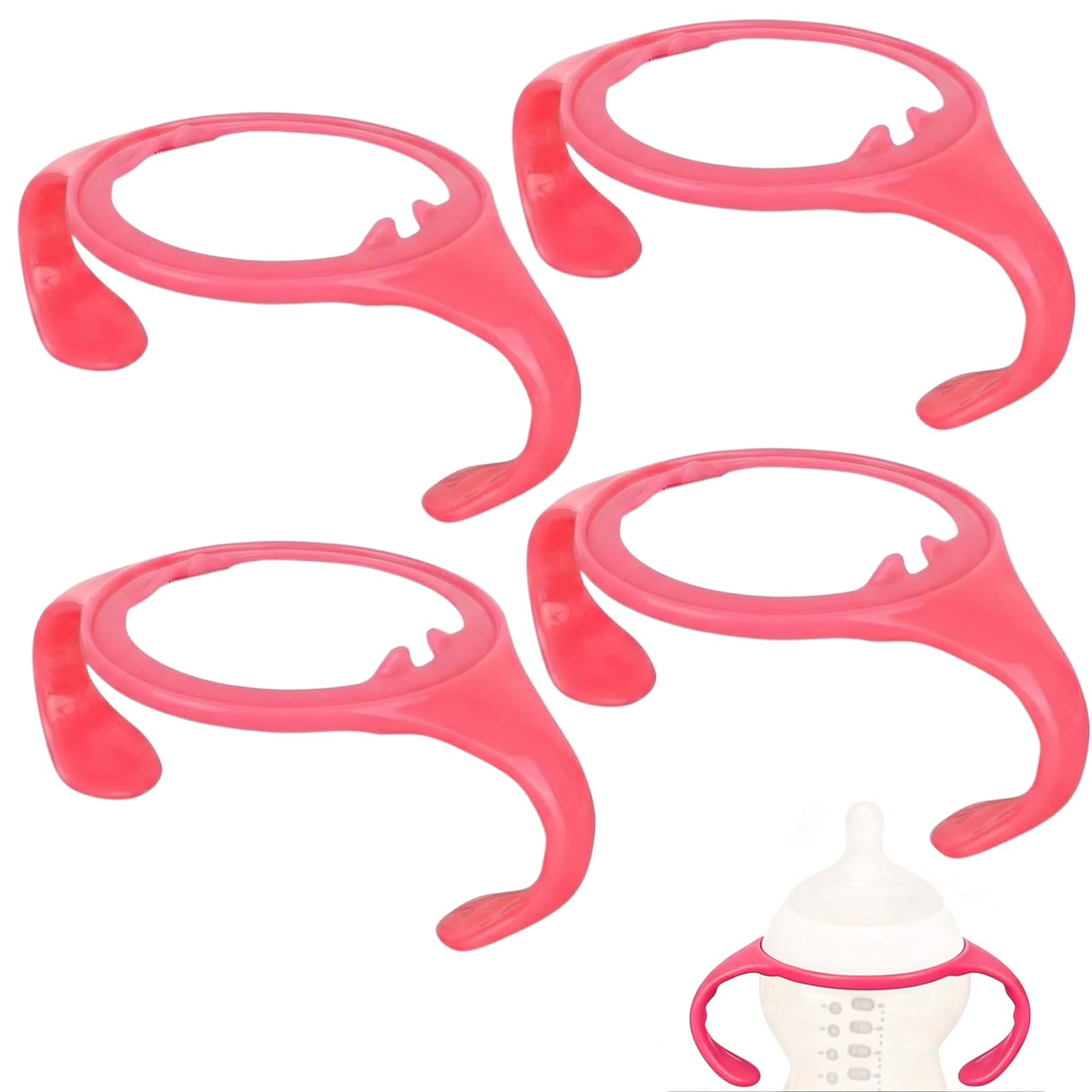 Baby Bottle Handles Holder for Tommee Tippee, Ergonomic Non Slip Grip Replacement Tomee Holder for Newborn Bottles Accessories Part (4 PCS (red))