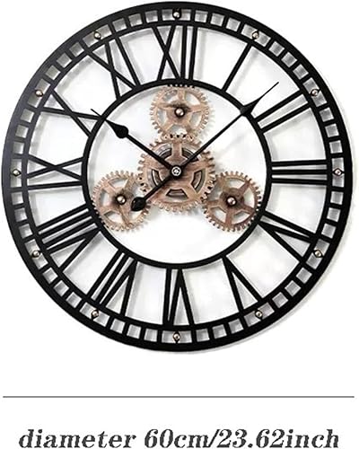 Miniatura 2 de Reloj de pared de estilo industrial, reloj de pared decorativo de hierro forjado, moderno, simple, silencioso, retro, con forma de engranaje,