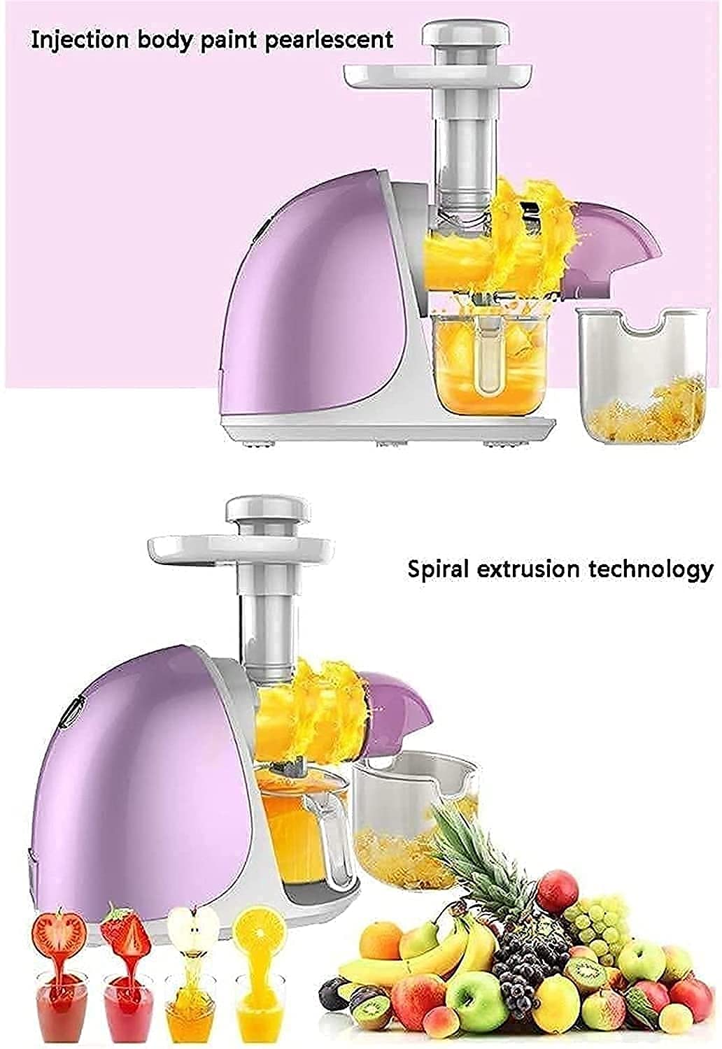 MIIKHI Juicer Machine,Juicer Machines Stainless Steel Slow Masticating 150W Easy To Clean Ceramic Auger Makes High Nutritive Fruitand