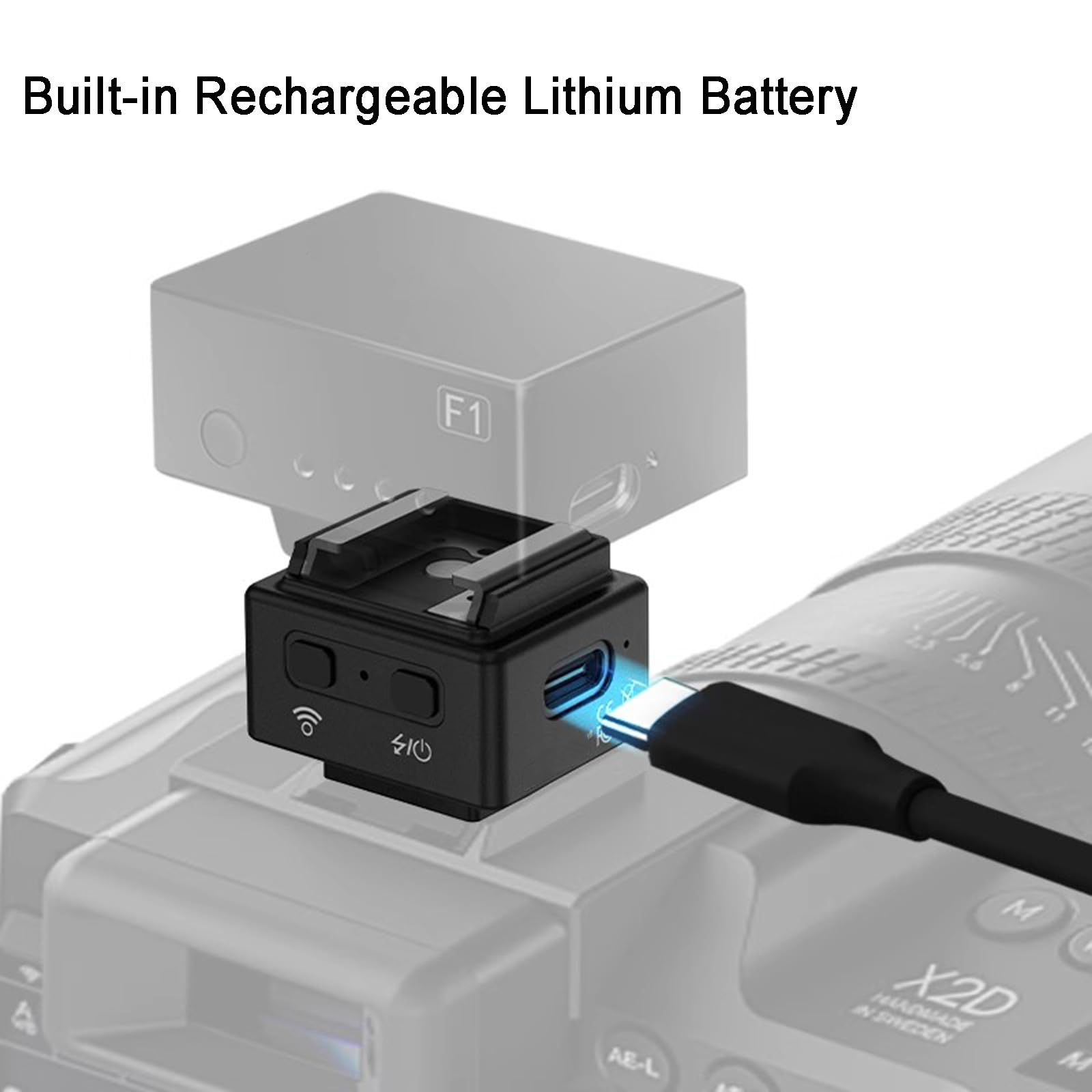 Mini Trigger Flash Wireless 2.4G, Trasmettitore E Ricevitore per Trigger Flash, Adattatore per Rialzo a Slitta, Ricaricabile, per Fotocamere DSLR, Controllo Completo della Luce
